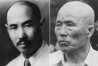 意拳創始者・王向斎（左）とその弟子にして太気至誠拳法創始者・澤井健一（右）
